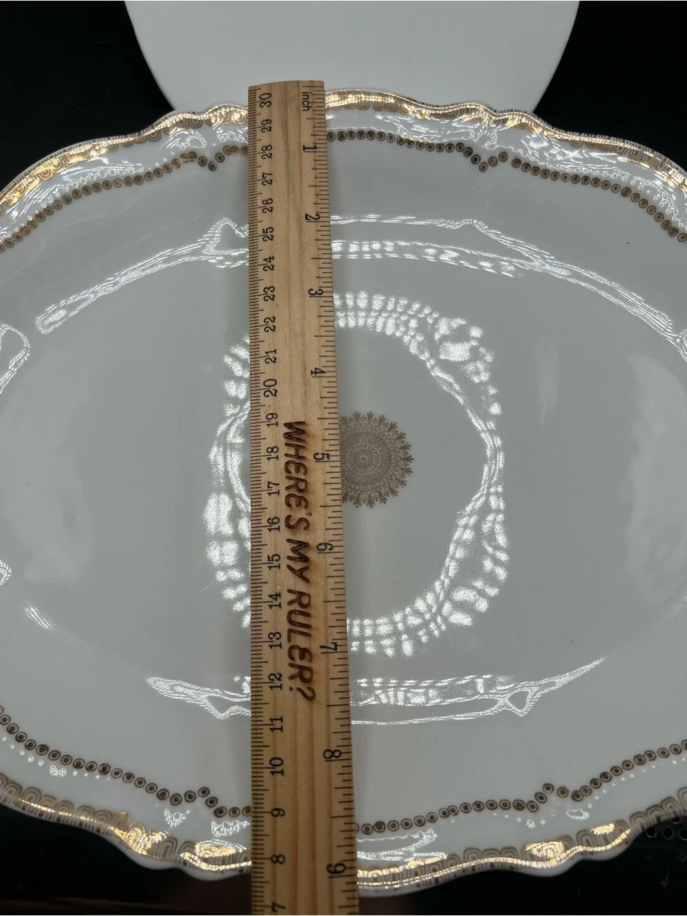 VTG O &E.G Royal Austria Porcelain White & Gold 13” Oval Serving Platter Ornate